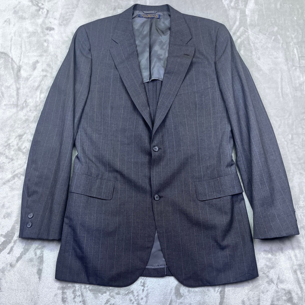 VTG Brooks Brothers Golden Fleece Gray Pinstripe Wool Blazer Jacket 42XL USA‎